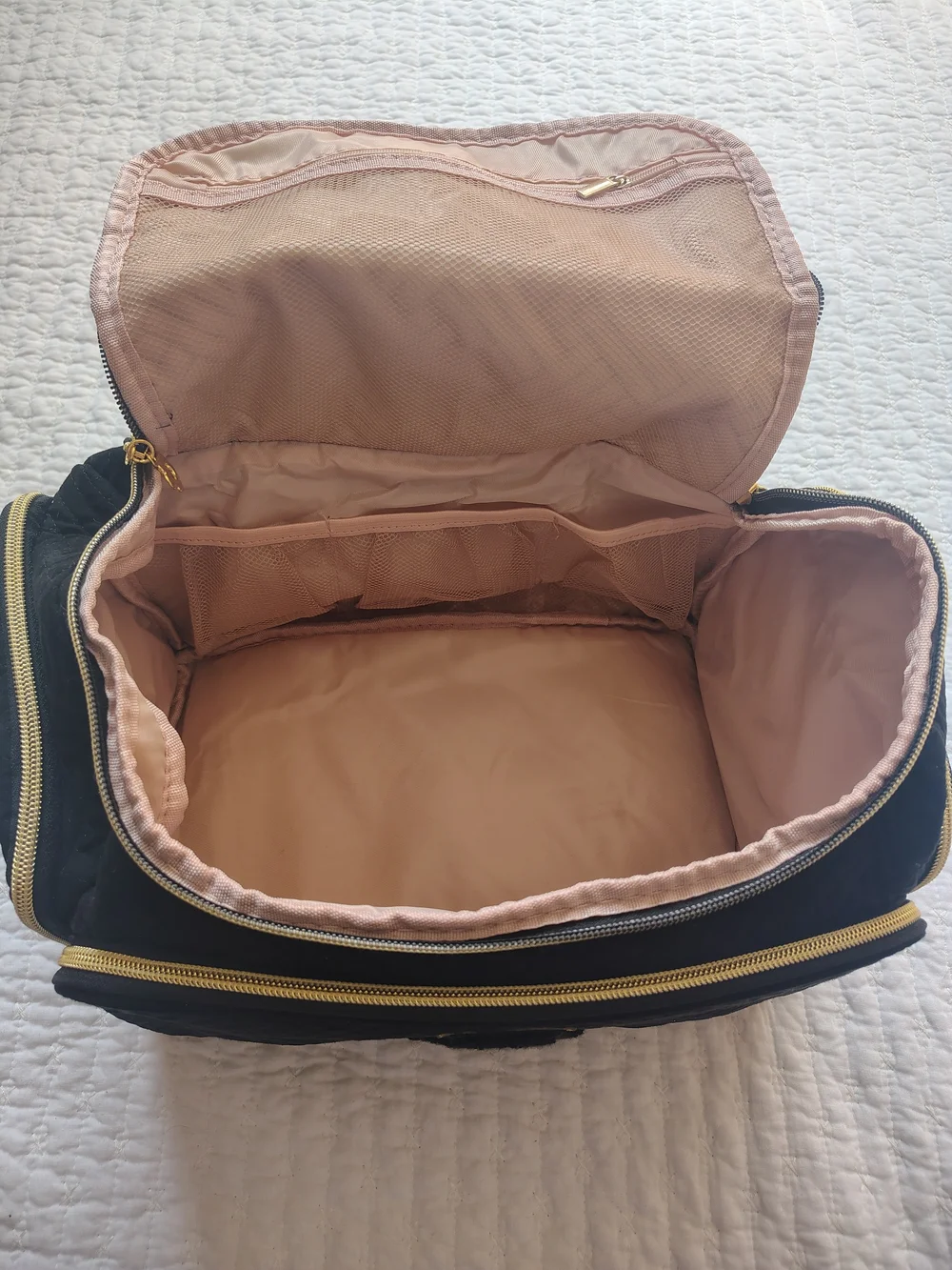 Black  Cosmetic Bag with Gold 'A' Accent